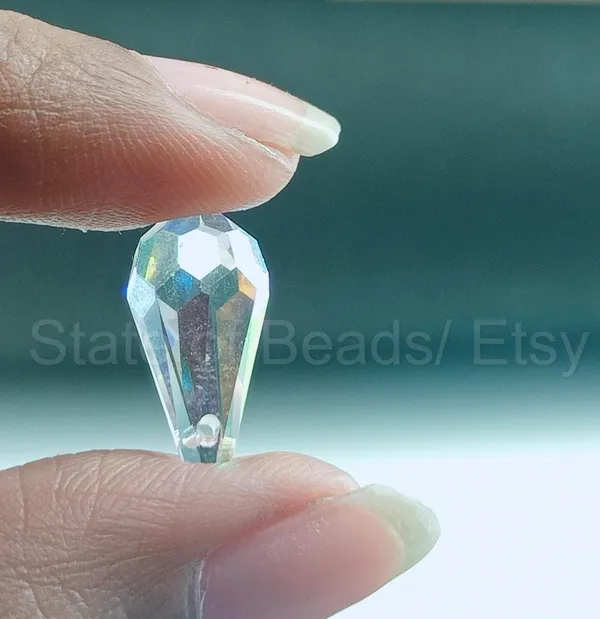 Genuine_Swarovski_Grey_Teardrop_Charm_Beads_|_7.5mm_|_4_Pcs