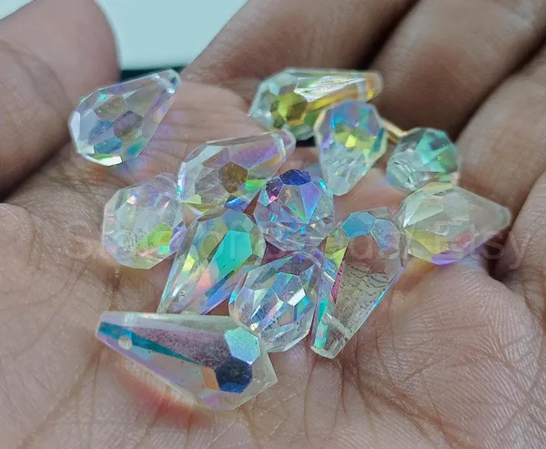 Genuine_Swarovski_Grey_Teardrop_Charm_Beads_|_7.5mm_|_4_Pcs