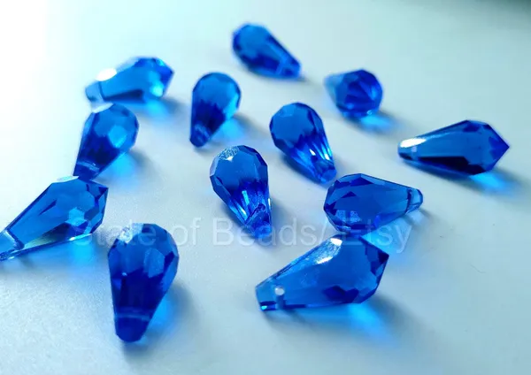 Genuine_Swarovski_Blue_Teardrop_Charm_Beads_|_7.5mm_|_4_Pcs