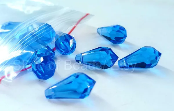 Genuine_Swarovski_Blue_Teardrop_Charm_Beads_|_7.5mm_|_4_Pcs