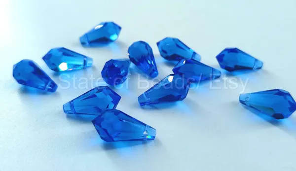 Genuine_Swarovski_Blue_Teardrop_Charm_Beads_|_7.5mm_|_4_Pcs