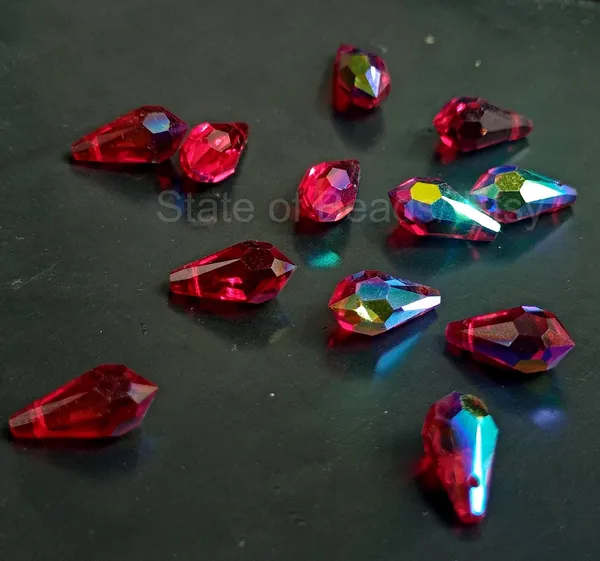 Genuine_Swarovski_Red_Teardrop_Charm_Beads_|_6.5mm_|_4_Pcs