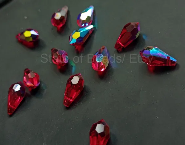 Genuine_Swarovski_Red_Teardrop_Charm_Beads_|_6.5mm_|_4_Pcs