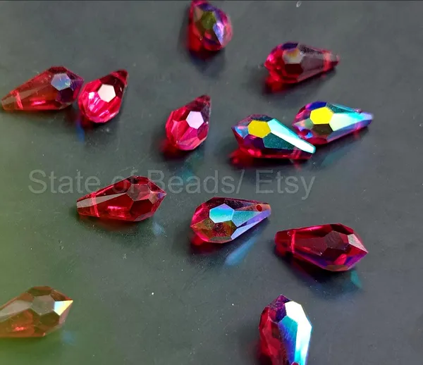 Genuine_Swarovski_Red_Teardrop_Charm_Beads_|_6.5mm_|_4_Pcs