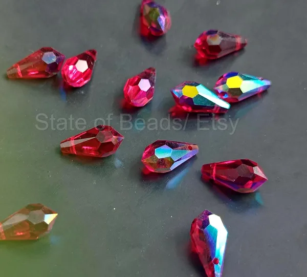 Genuine_Swarovski_Red_Teardrop_Charm_Beads_|_6.5mm_|_4_Pcs