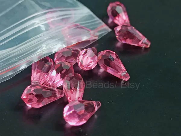 Genuine_Swarovski_Pink_Teardrop_Charm_Beads_|_6.5mm_|_4_Pcs
