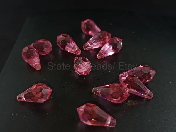 Genuine_Swarovski_Pink_Teardrop_Charm_Beads_|_6.5mm_|_4_Pcs