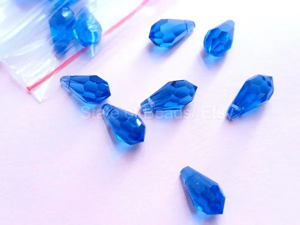 Genuine_Swarovski_Blue_Teardrop_Charm_Beads_|_6.5mm_|_4_Pcs
