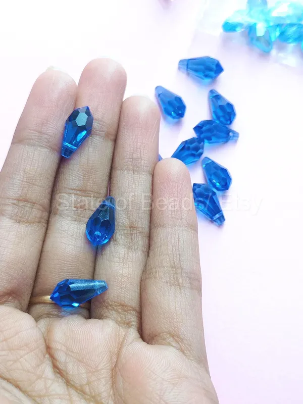 Genuine_Swarovski_Blue_Teardrop_Charm_Beads_|_6.5mm_|_4_Pcs