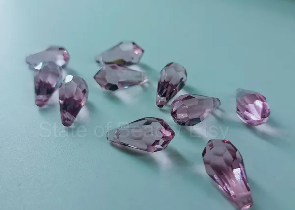 Genuine_Swarovski_Pink_Teardrop_Charm_Beads_|_7.5mm_|_4_Pcs