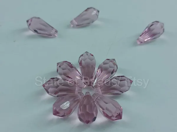 Genuine_Swarovski_Pink_Teardrop_Charm_Beads_|_7.5mm_|_4_Pcs