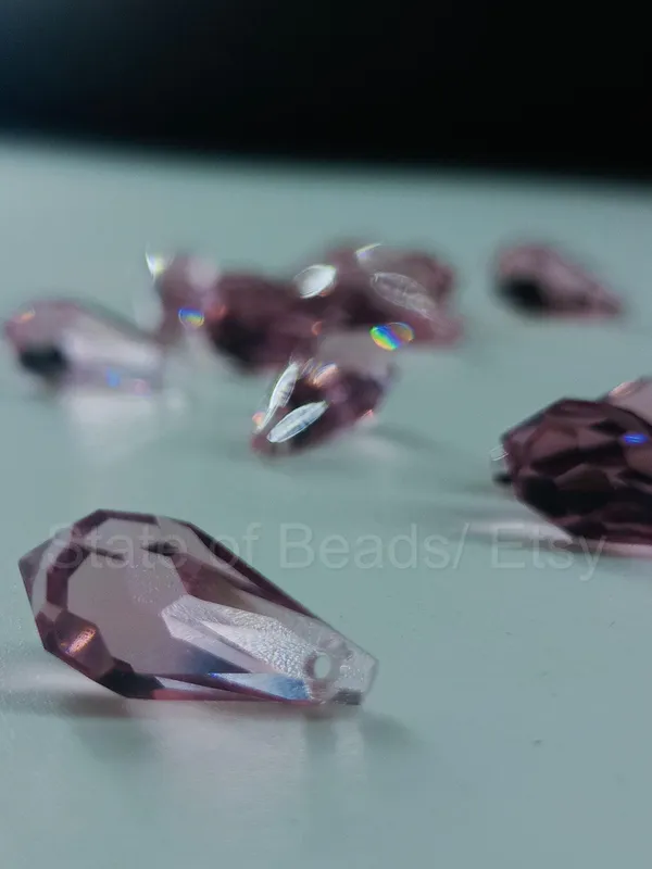 Genuine_Swarovski_Pink_Teardrop_Charm_Beads_|_7.5mm_|_4_Pcs