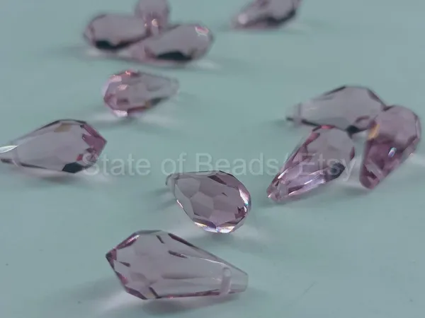 Genuine_Swarovski_Pink_Teardrop_Charm_Beads_|_7.5mm_|_4_Pcs