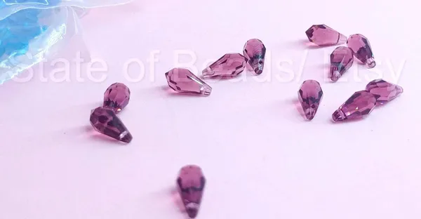Genuine_Swarovski_Purple_Teardrop_Charm_Beads_|_5.5mm_|_4_Pcs