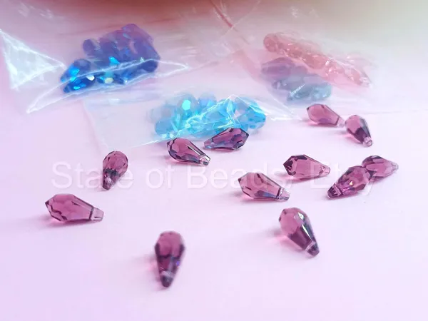 Genuine_Swarovski_Purple_Teardrop_Charm_Beads_|_5.5mm_|_4_Pcs