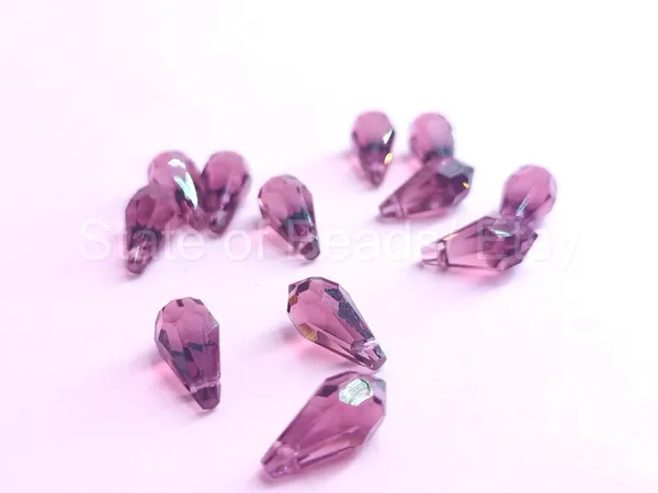 Genuine_Swarovski_Purple_Teardrop_Charm_Beads_|_5.5mm_|_4_Pcs