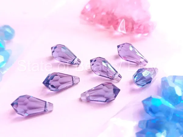 Genuine_Swarovski_Purple_Teardrop_Charm_Beads_|_5.5mm_|_4_Pcs
