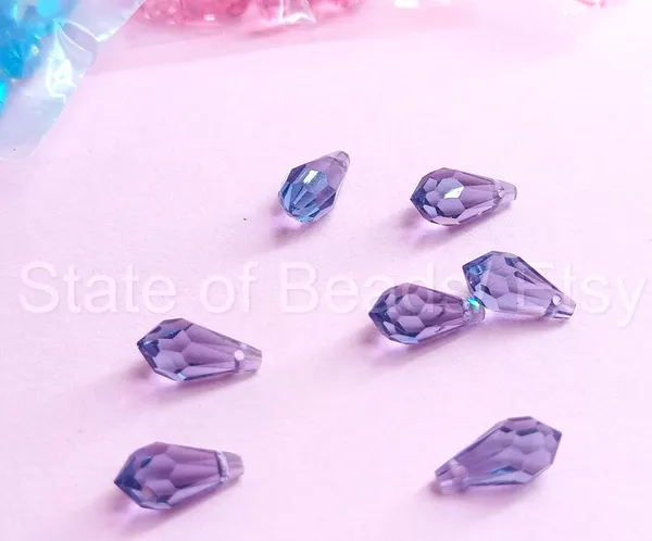 Genuine_Swarovski_Purple_Teardrop_Charm_Beads_|_5.5mm_|_4_Pcs