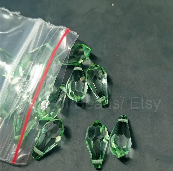Genuine_Swarovski_Green_Teardrop_Charm_Beads_|_7.5mm_|_4_Pcs