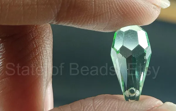 Genuine_Swarovski_Green_Teardrop_Charm_Beads_|_7.5mm_|_4_Pcs