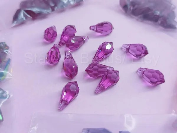 Swarovski_Purple_Teardrop_Drop_Charms_11_5.5Mm_Side_Drill_|_4_Pieces