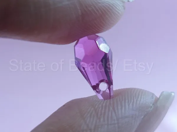 Swarovski_Purple_Teardrop_Drop_Charms_11_5.5Mm_Side_Drill_|_4_Pieces