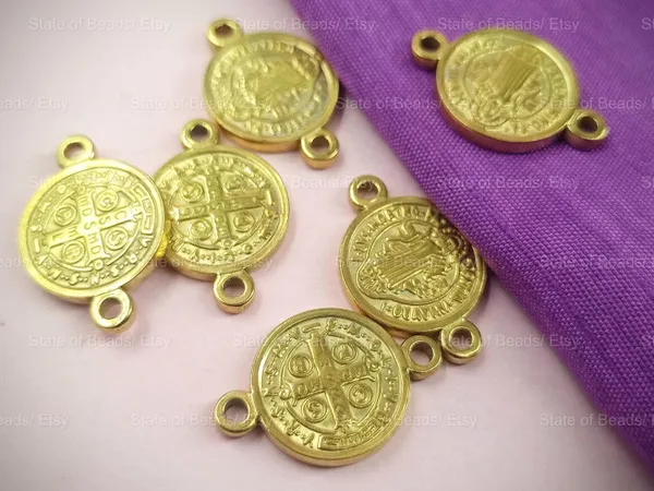 18K_Gold_Plated_Saint_Benedict_Medal_Charm_|_1_Piece