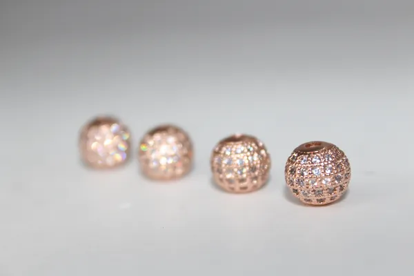White_And_Rose_Gold_Cubic_Zirconia_Ball_Beads_|_4/6/8/10mm_|_10_Pcs