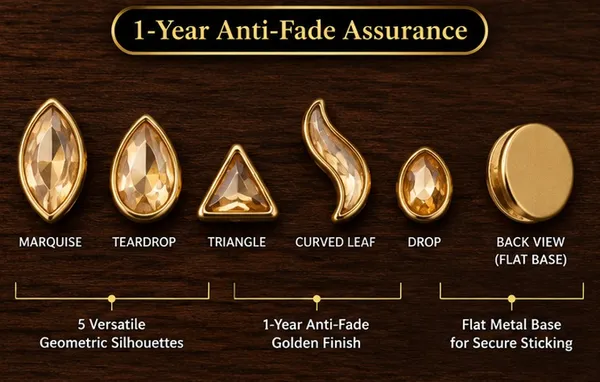 Mix_Shape_Glass_Golden_Kundan_Flatback_Stones_|_500_Pcs_|_Sticking_Purpose