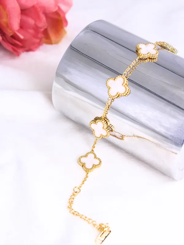 Belt_&_Braces_|_White_Clover_Enamel_Gold_Plated_Bracelet_|_1_Piece