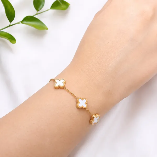 Belt_&_Braces_|_White_Clover_Enamel_Gold_Plated_Bracelet_|_1_Piece