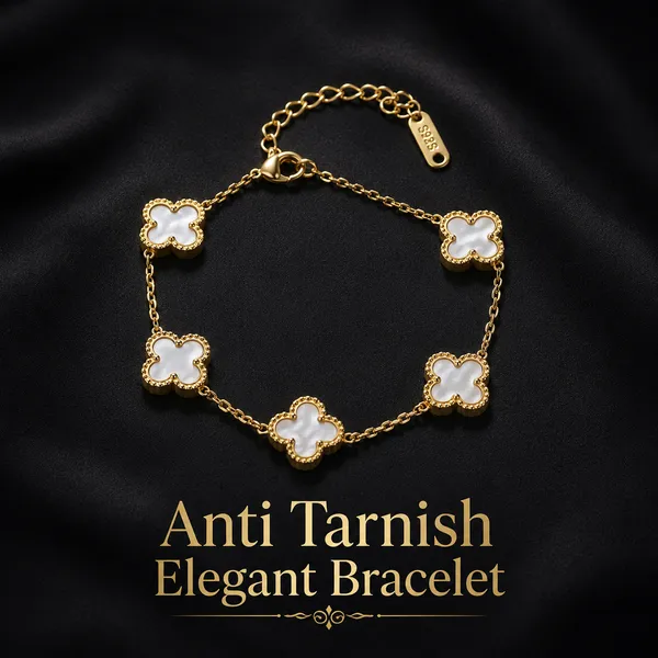 Belt_&_Braces_|_White_Clover_Enamel_Gold_Plated_Bracelet_|_1_Piece