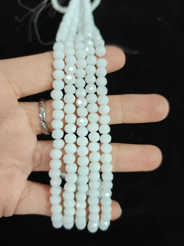 White_Faceted_Rondelle_Glass_Beads_|_6mm_|_5_Lines_(Total_400+_Beads)