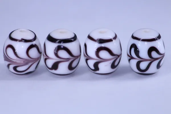 Black_+_White_Tibetan_Glass_Barrel_Beads_|_Hand_Painted_|_13x16mm_|_20_pieces