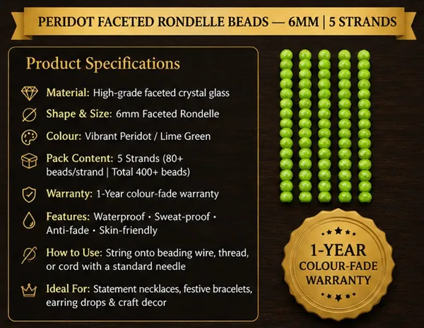 Peridot_Faceted_Rondelle_Glass_Beads_|_6mm_|_5_Lines_(400+_beads_total)