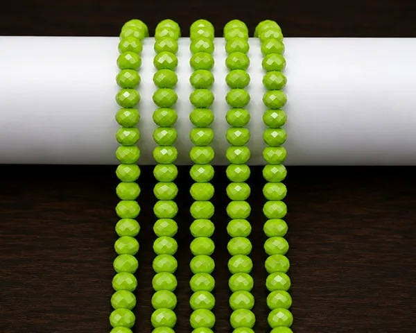 Peridot_Faceted_Rondelle_Glass_Beads_|_6mm_|_5_Lines_(400+_beads_total)