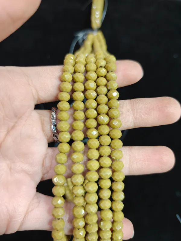 Opaque_Olive_Faceted_Rondelle_Glass_Beads_|_6mm_|_5_Lines_(Total_400+_Beads)