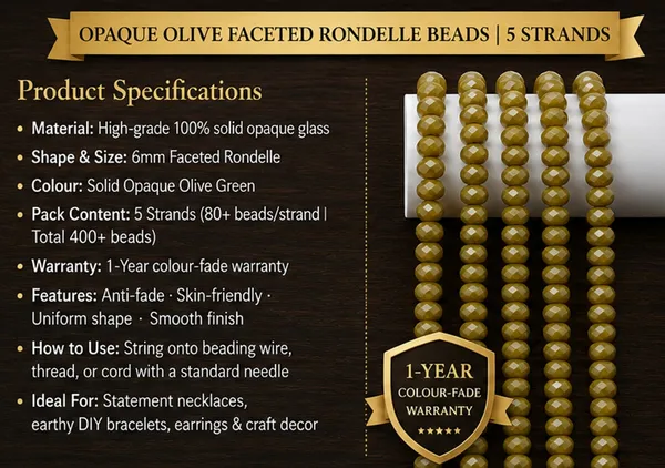 Opaque_Olive_Faceted_Rondelle_Glass_Beads_|_6mm_|_5_Lines_(Total_400+_Beads)