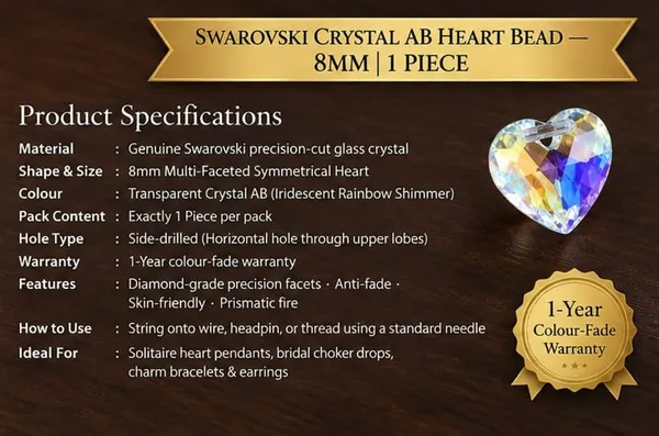 Genuine_Swarovski_Crystal_AB_Heart_Bead_|_8mm_|_Side_Drilled_|_1_Piece