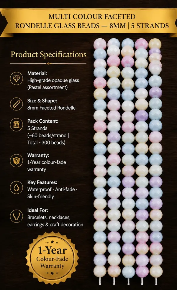 Multi_Colour_Faceted_Rondelle_Glass_Beads_|_8mm_|_5_strands_x_60_beads_each_(Total_300_beads)