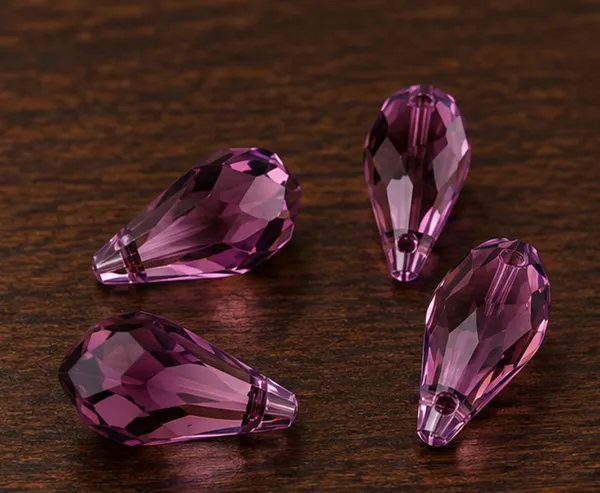 Genuine_Swarovski_Purple_Teardrop_Charm_Beads_|_7.5mm_|_4_Pcs
