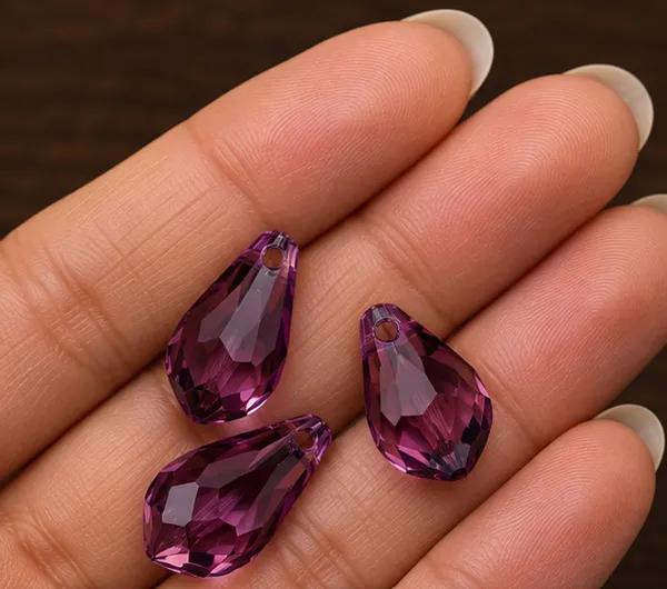 Genuine_Swarovski_Purple_Teardrop_Charm_Beads_|_7.5mm_|_4_Pcs