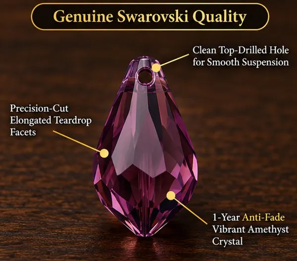 Genuine_Swarovski_Purple_Teardrop_Charm_Beads_|_7.5mm_|_4_Pcs