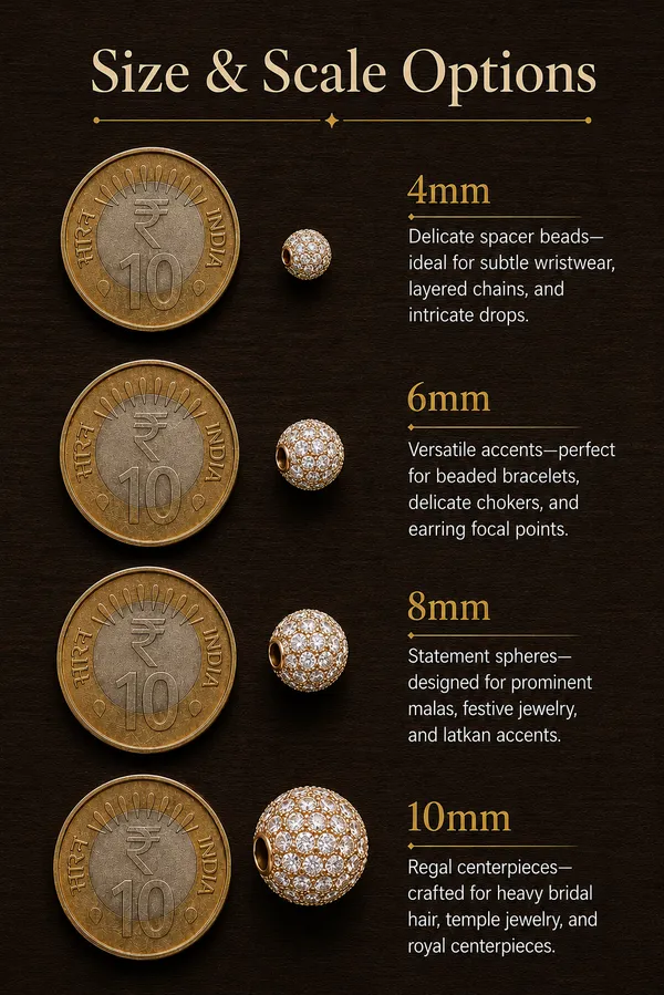 White_And_Golden_Cubic_Zirconia_Ball_Beads_|_4/6/8/10mm_|_10_Pcs