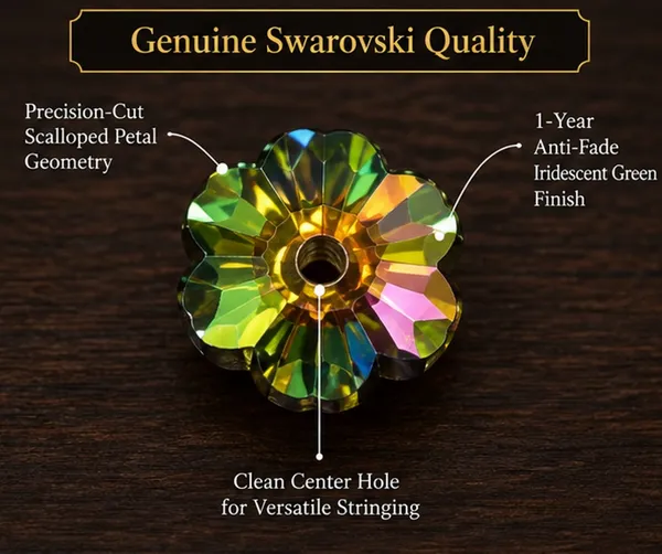 Swarovski_Green_Flower_Margarita_Crystal_Beads_|_5mm_|_4_Pieces