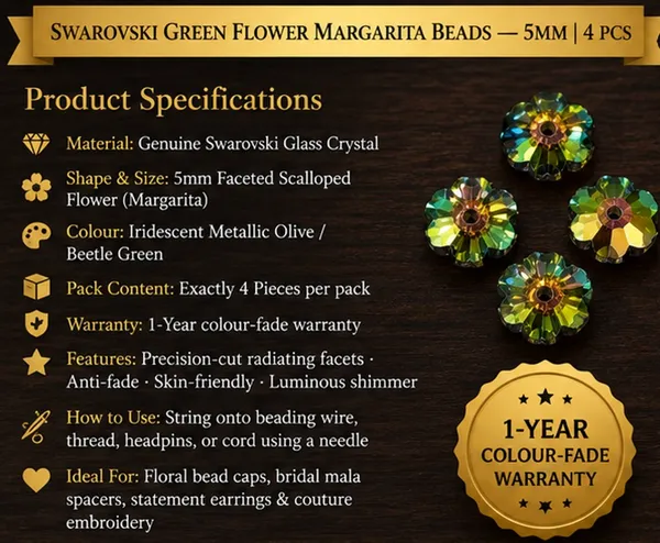 Swarovski_Green_Flower_Margarita_Crystal_Beads_|_5mm_|_4_Pieces