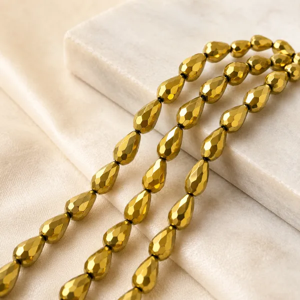 Golden_Drop_Glass_Teardrop_Beads_|_8x11mm_|_3_strands_x_45+_beads_each_(Total_135+_beads)