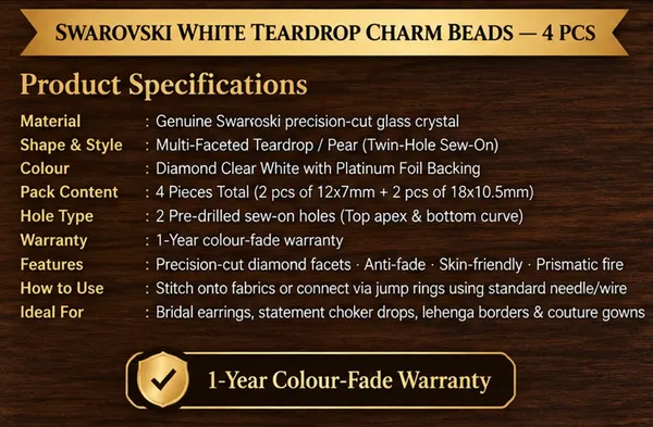 Genuine_Swarovski_White_Teardrop_Charm_Beads_|_4_Pcs_|_Size_12x7mm_and_18x10.5mm
