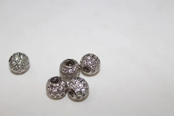 White_And_Silver_Cubic_Zirconia_Ball_Beads_|_4/6/8/10mm_|_10_Pcs