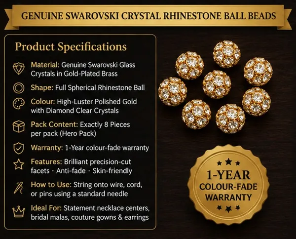Genuine_Swarovski_Crystal_Rhinestones_Ball_with_Golden_Polish_|_15mm_|_Pack_of_8